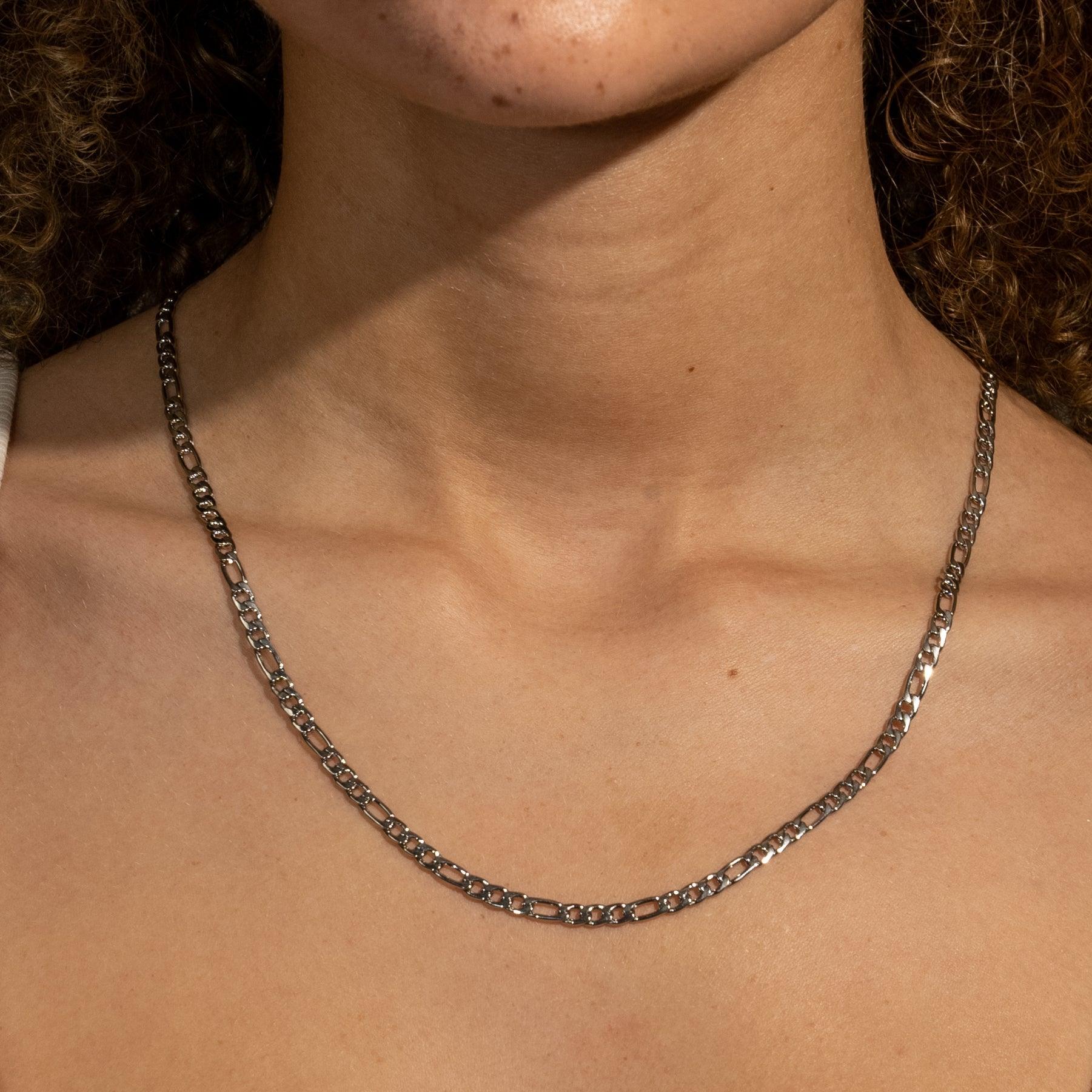 4mm Figaro Chain - White Gold – Adamans