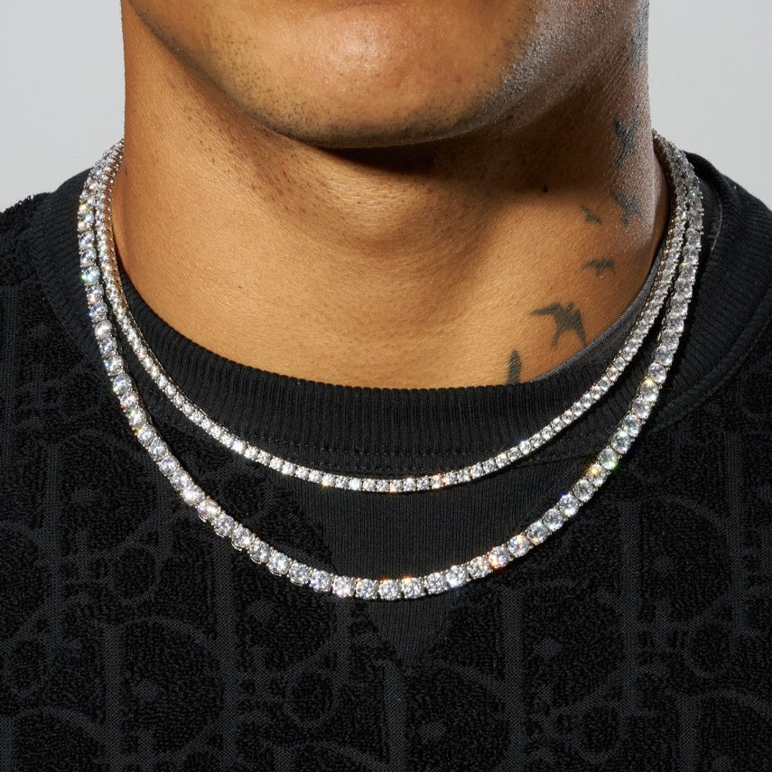 3mm Tennis + 5mm Tennis Chain Bundle - White Gold – Adamans