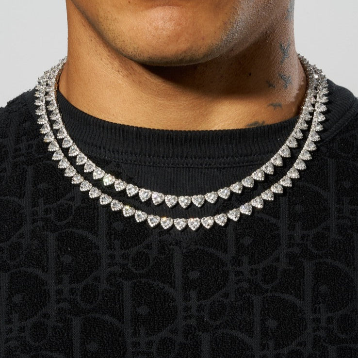 7mm Heart Cut Cluster Tennis Chain - White Gold – Adamans