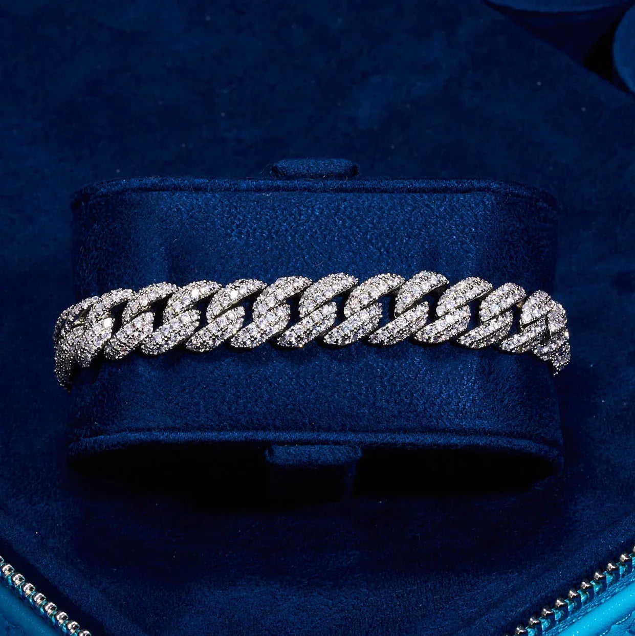 8mm Iced Cuban Link Bracelet - White Gold | Adamans