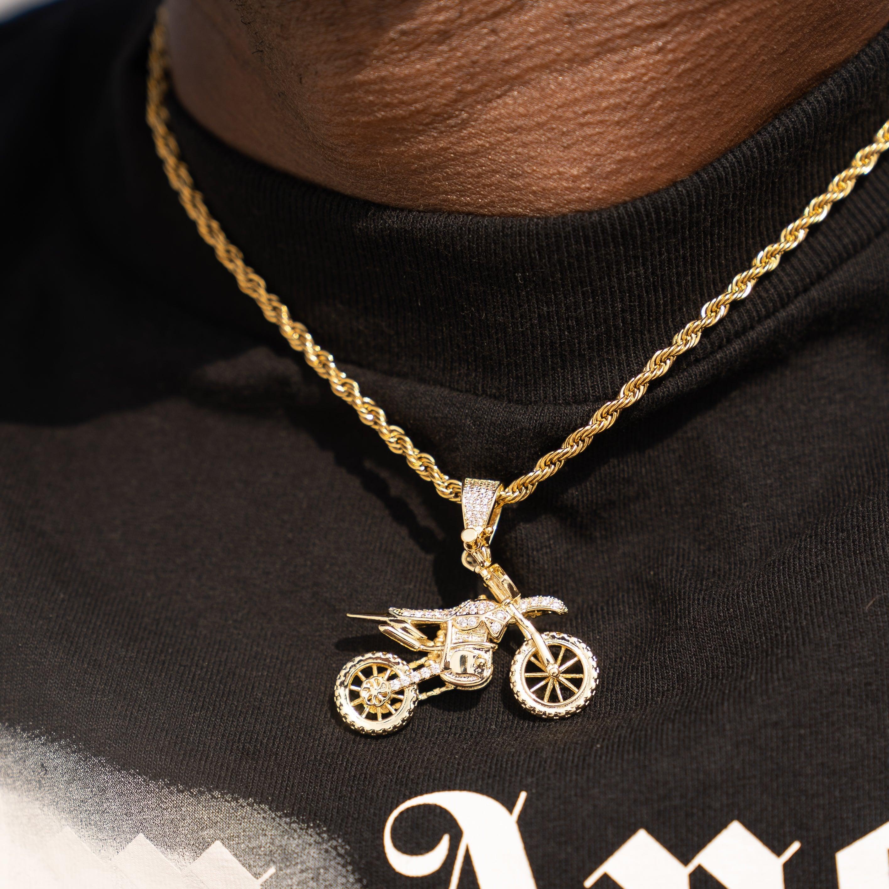 Iced Motocross Pendant - Gold – Adamans
