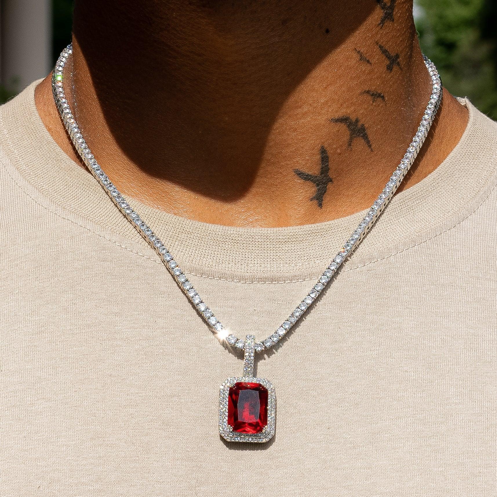 Ruby Gem Pendant White Gold – Adamans