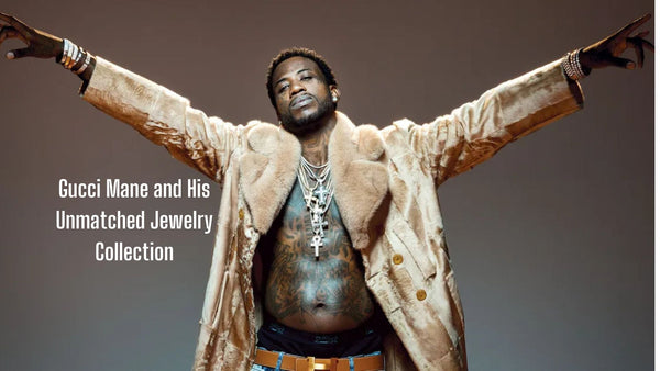 An image showing Gucci Mane stacking dozens of cross style pendants