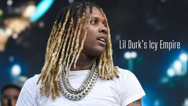 lil Durk wearing cuban link chains at a performance