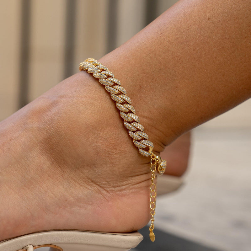 10mm Cuban Anklet - Gold