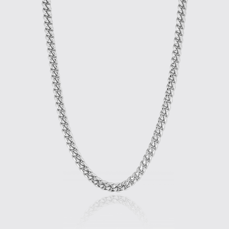 10mm Cuban Chain - White Gold