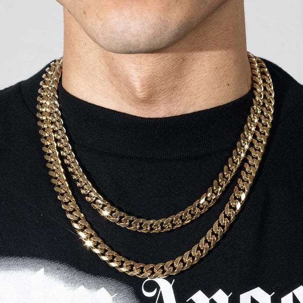 10mm Cuban Iced Clasp Chain Gold Adamans - Main Image