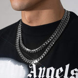 Adamans 10mm Cuban Iced Clasp Chain - White Gold