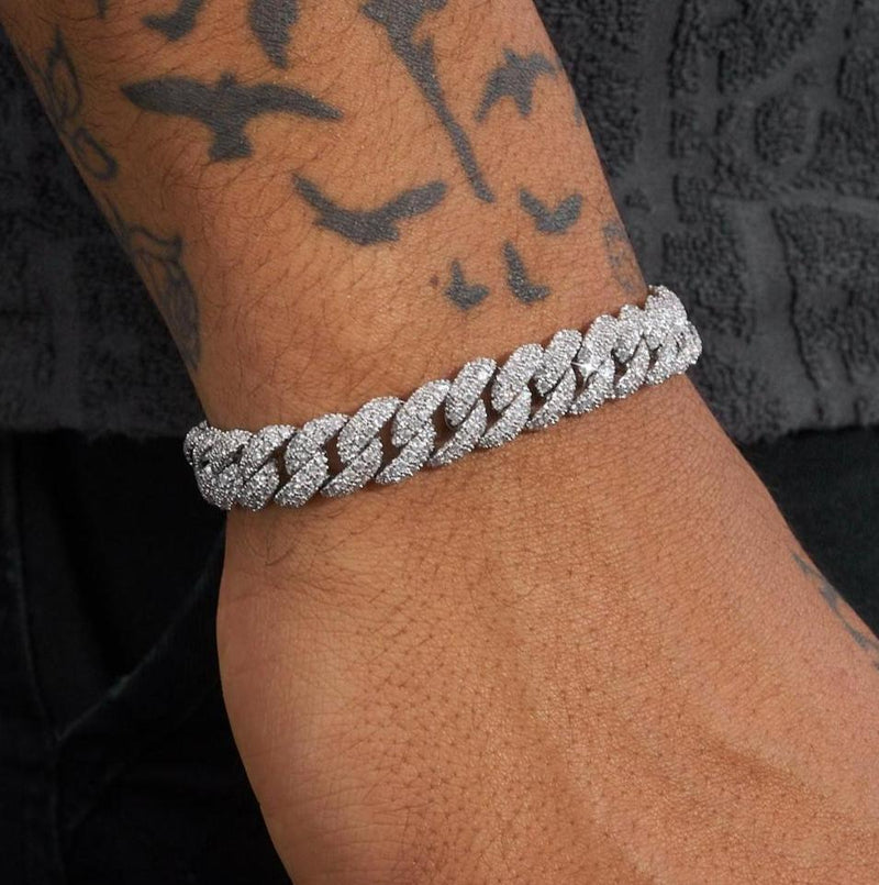 10mm Cuban Bracelet - White Gold