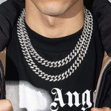 13mm Cuban Chain + Bracelet - White Gold