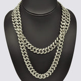 13mm Cuban Chain Bundle 20" & 22" - White Gold