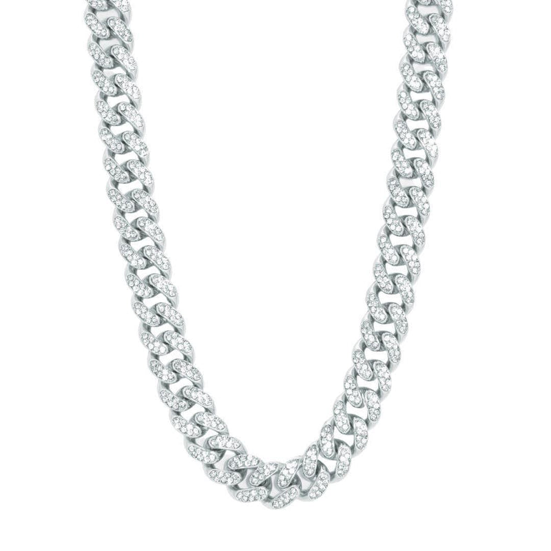 13mm Cuban Chain - White Gold