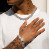 14mm Monaco Chain + Bracelet - White Gold