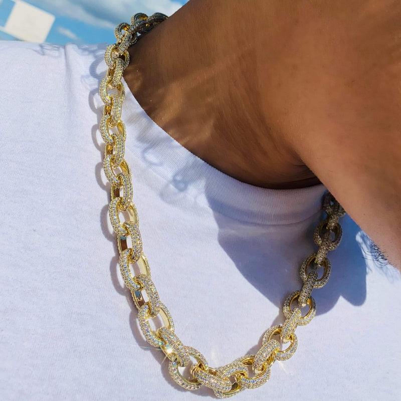 Adamans 18" 15mm Rolo Chain - Gold