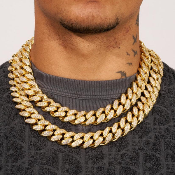 19mm Iced Cuban Chain - Gold