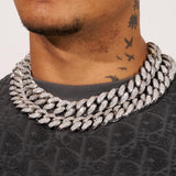 19mm Iced Cuban Chain - White Gold