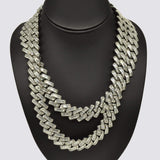 20mm Baguette Chain Bundle 20" & 22" - White Gold