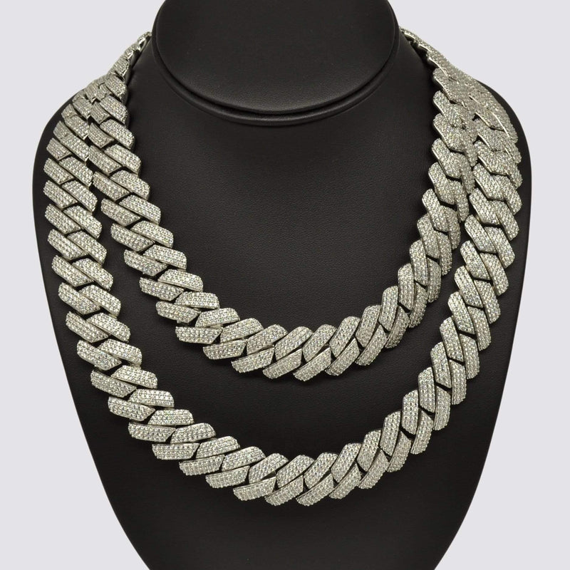 20mm Monaco Chain Bundle 20" & 22" - White Gold