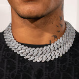20mm Diamond Monaco Chain - 14k White Gold
