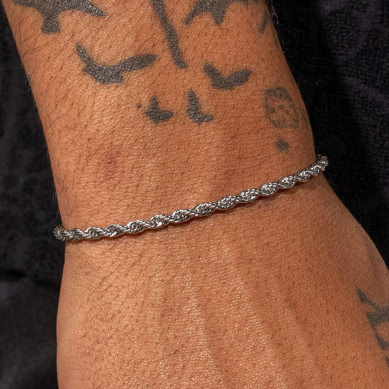 3mm Rope Bracelet - White Gold - Adamans