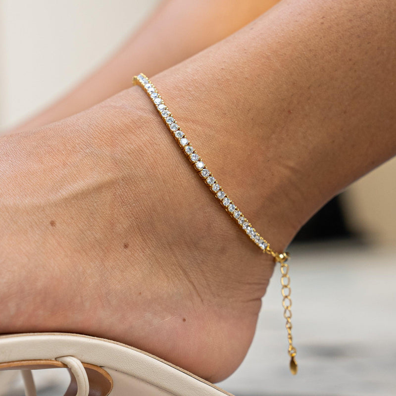 3mm Tennis Anklet Gold – Adamans