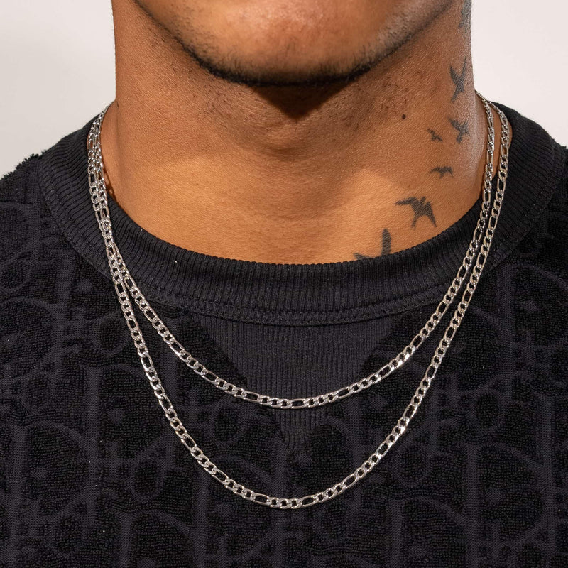 4mm Figaro Chain White Gold