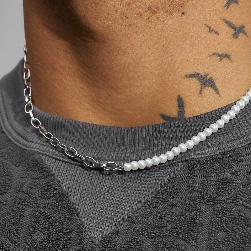 4mm HALF PEARL ROLO CHAIN GOLD Adamans