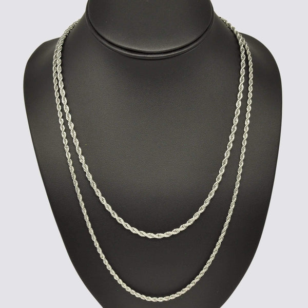 4mm Rope Chain Bundle 20" & 24" - White Gold