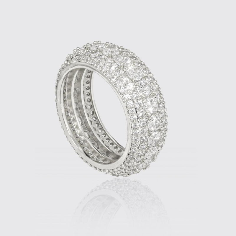 JewelryFresh 18k Gold Finish 5-Row Stone Iced Out Eternity Ring Band - Multiple Sizes