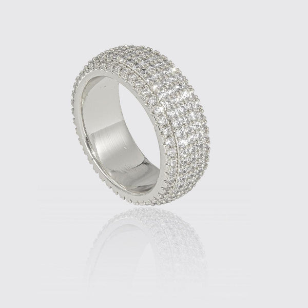 Lab Diamond 5 Row Paved Ring in 925 Sterling Silver with D Colour VVS1 Clarity.