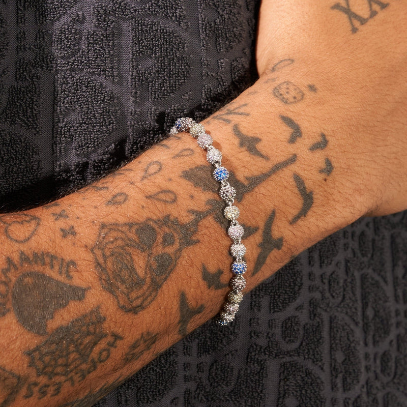 5mm ICED Coloful BALL BRACELET - WHITE GOLD - Adamans - 