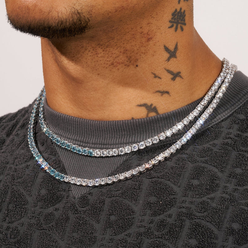 Tenise Chain Green Diamond Tennis Chain - White Gold | Lifetime Warranty – Adamans