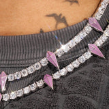 5mm PINK PAVE SPIKE TENNIS CHAIN - WHITE GOLD - Adamans - 