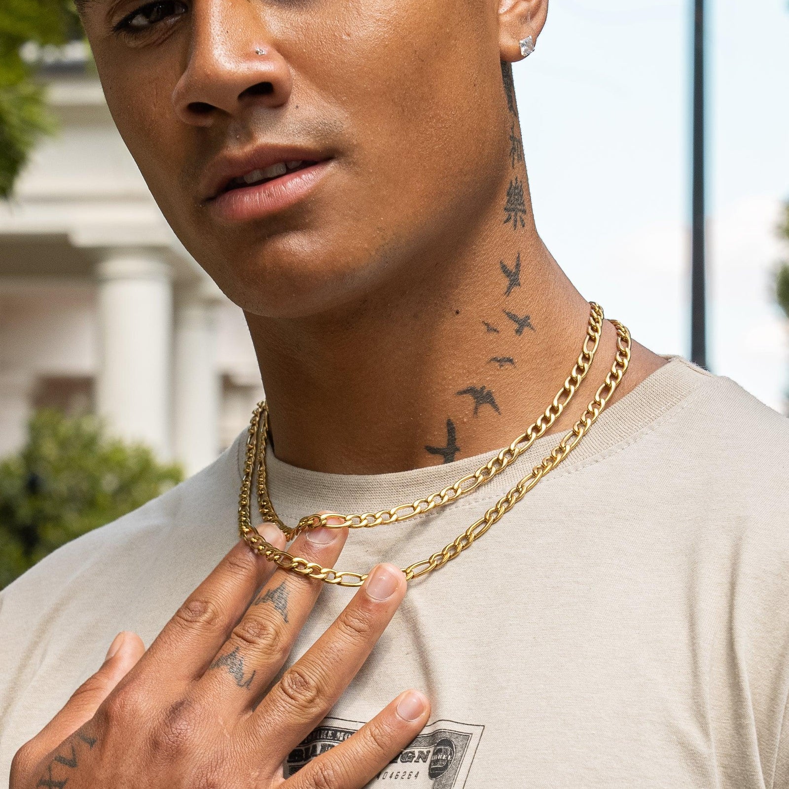 6mm Figaro Chain Gold Adamans - Main Image