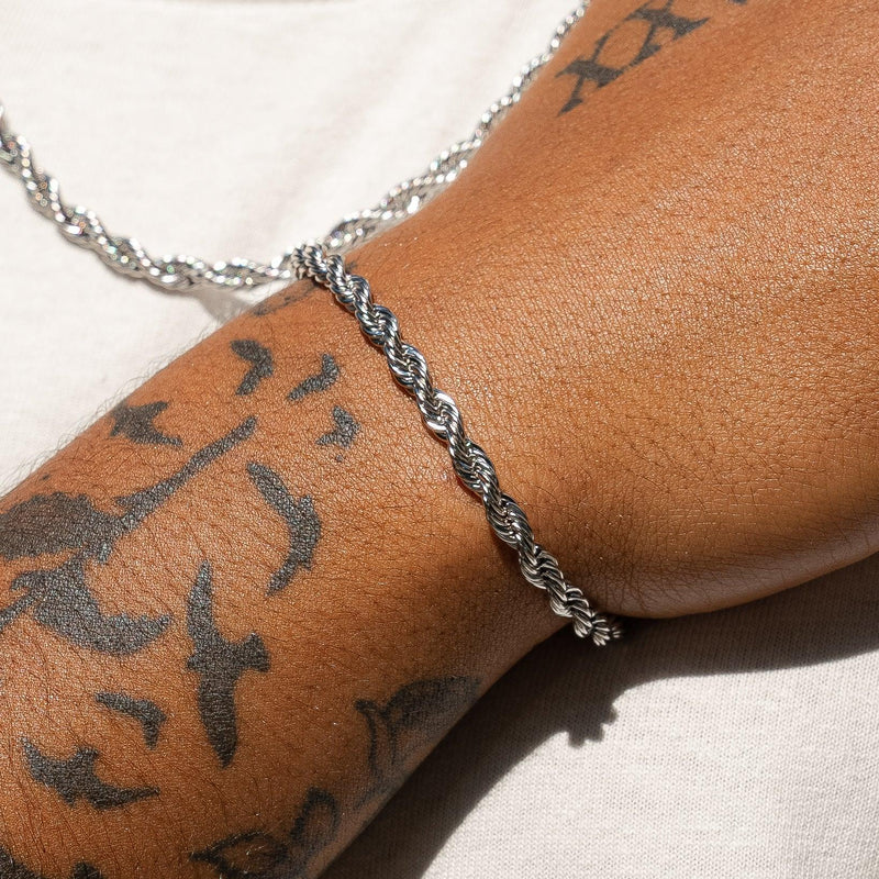 6mm Rope Bracelet - White Gold - Adamans