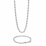 6MM Rope Chain + Bracelet - White Gold