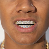 8 Tooth Standard Iced Grillz - Gold - Adamans