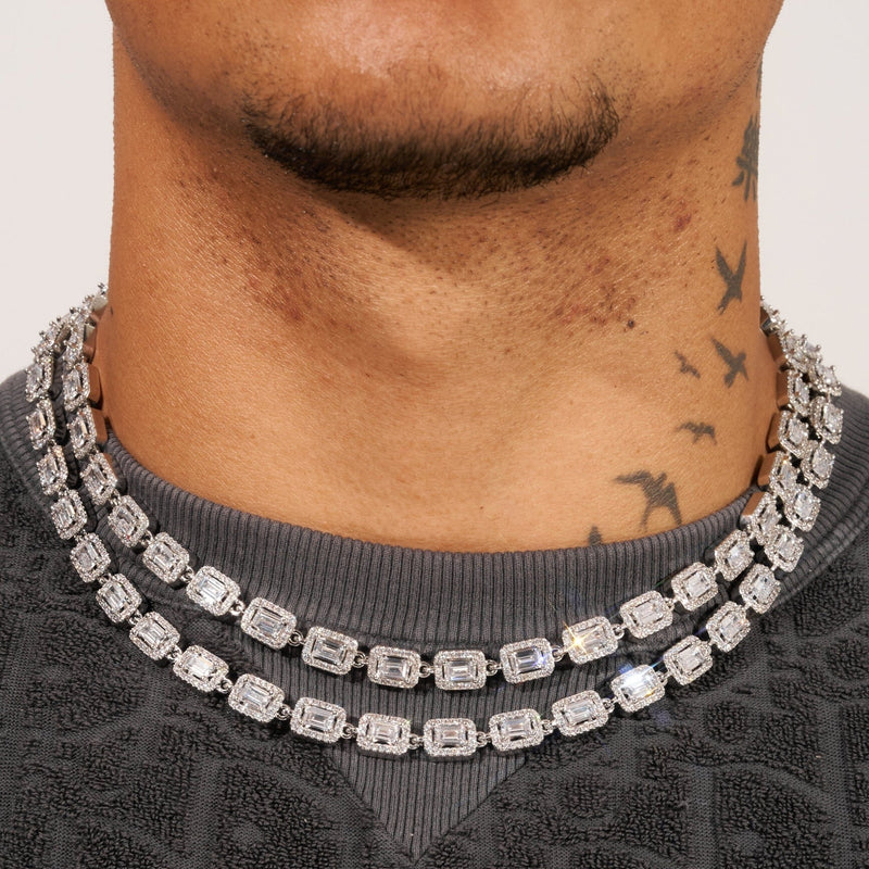 8mm CENTRE BAGUETTE CHAIN - WHITE GOLD - Adamans - 