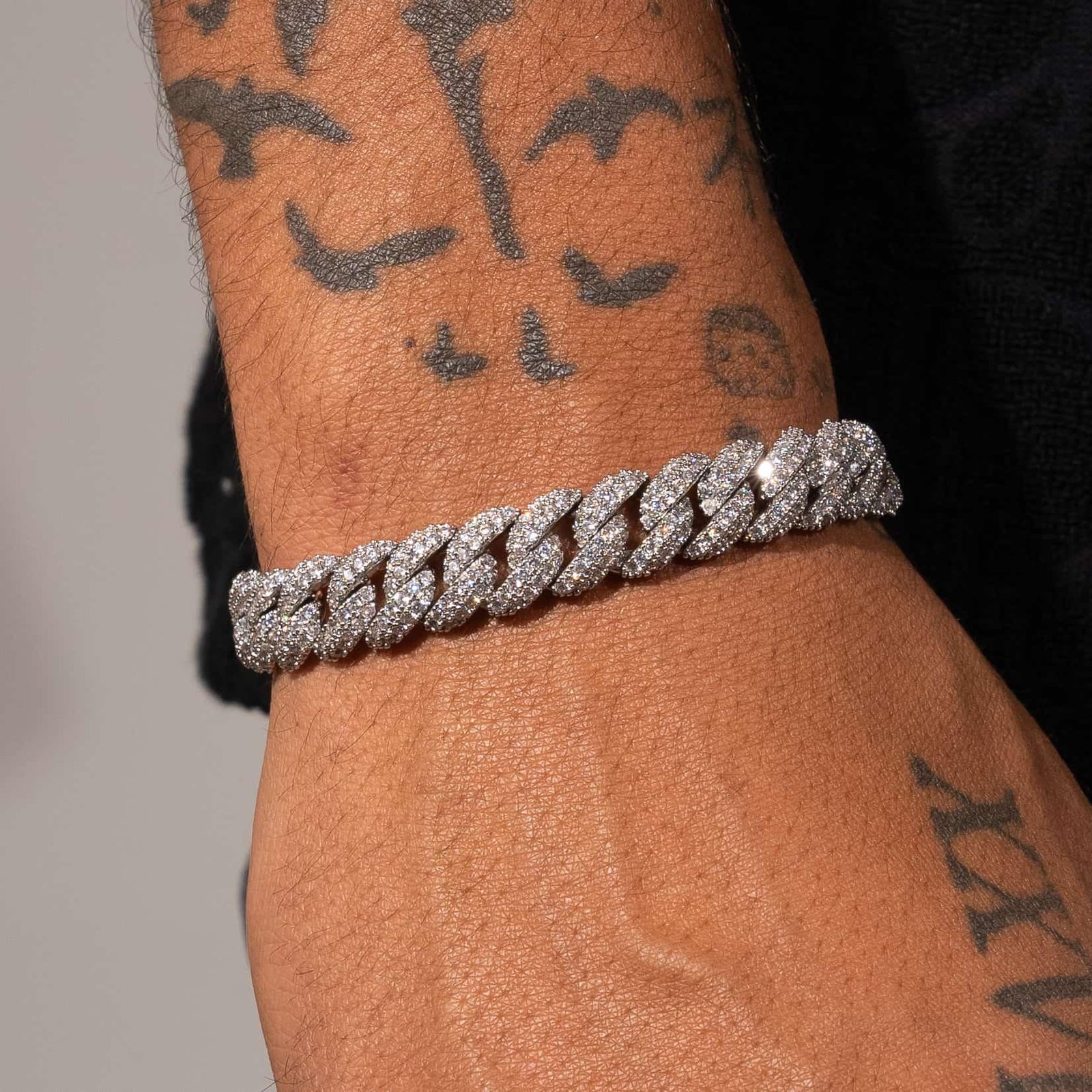 8mm Iced Cuban Link Bracelet - White Gold | Adamans – ADAMANS