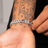 8mm Iced Cuban Link Bracelet - White Gold - Adamans