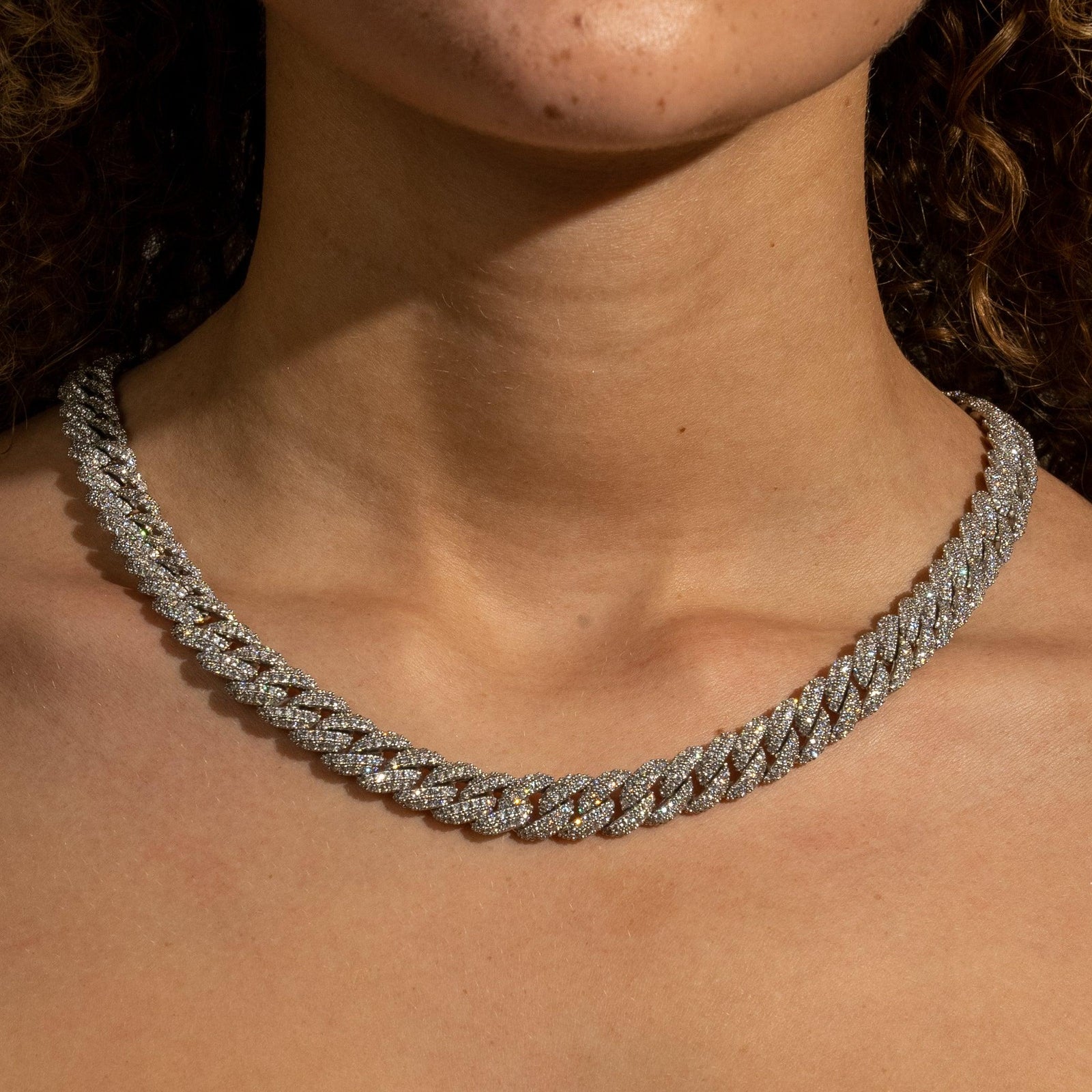 8mm Iced Cuban Link Chain White Gold Adamans