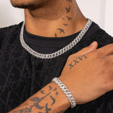 8mm Iced Cuban Link Chain - White Gold - Adamans