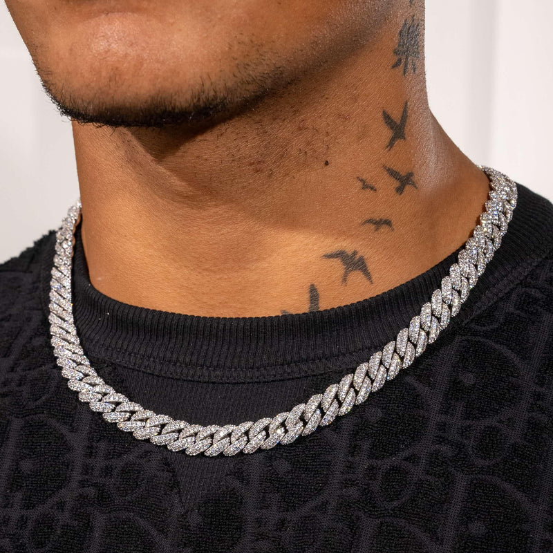 8mm Moissanite Cuban Link Chain 925 Silver D Colour VVS1