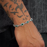 9mm GREEN CENTRE STONE LINK BRACELET - WHITE GOLD - Adamans - 