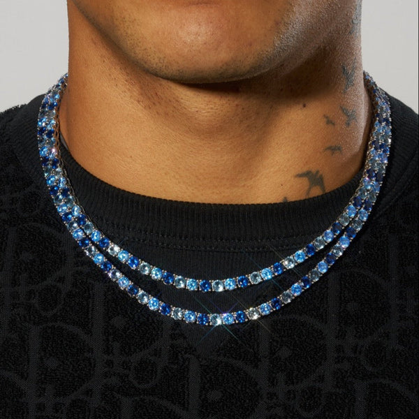 5mm Tri-Blue Diamond Tennis Chain - White Gold – Adamans
