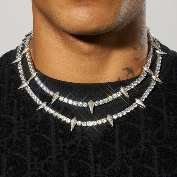 5mm PAVE SPIKE TENNIS CHAIN - WHITE GOLD – ADAMANS