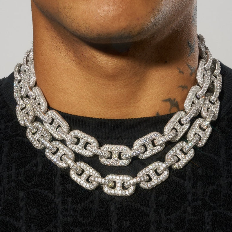 17mm G-Link Diamond Chain - White Gold