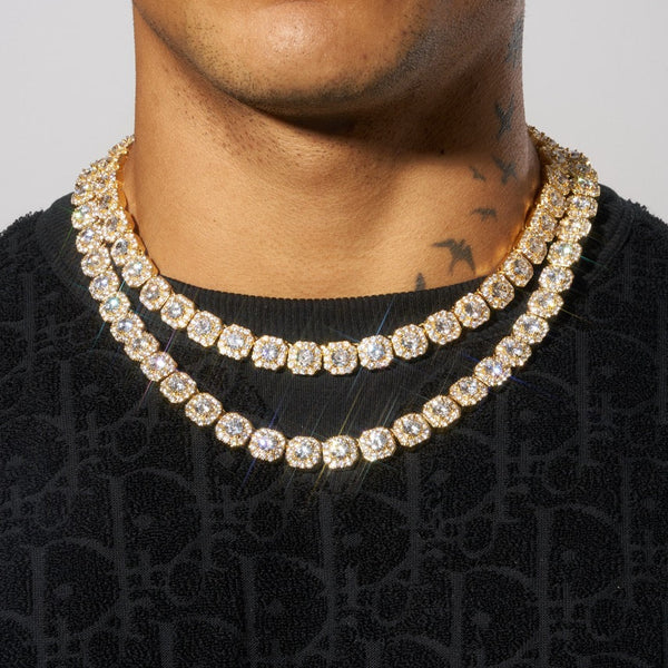 10mm Clustered Tennis Chain - Gold