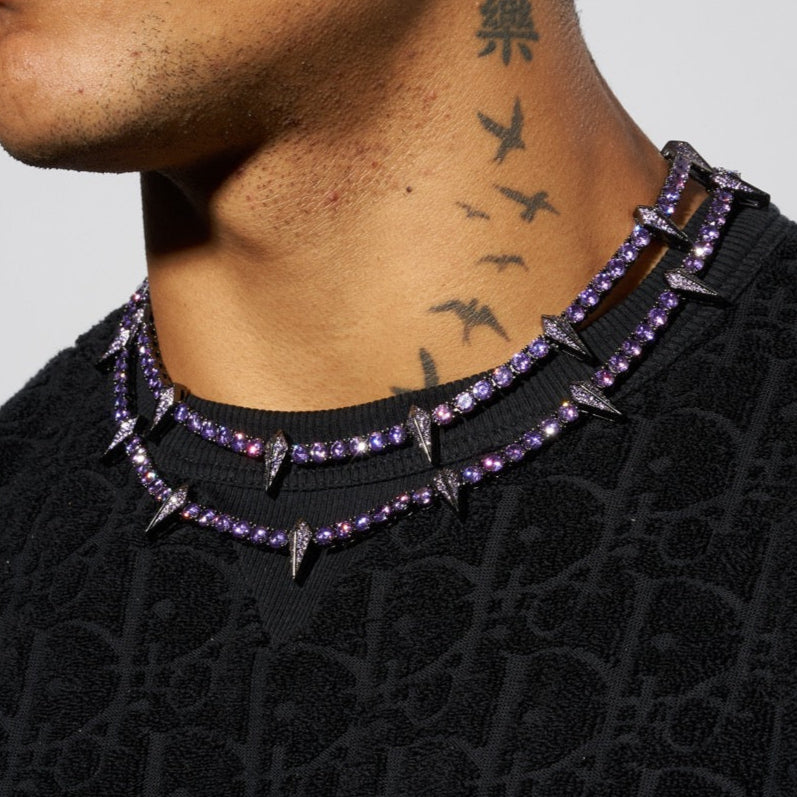 5mm PURPLE PAVE SPIKE TENNIS CHAIN