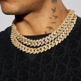 17mm Baguette Link Cuban Chain - Gold